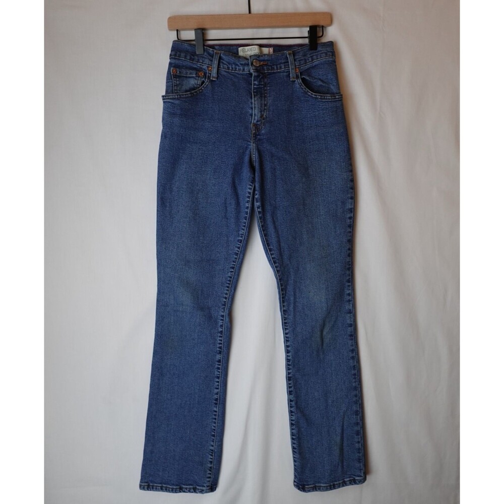 Levis 550 Relaxed Bootcut Jeans 26x31 Womens Size 6L Medium Wash Western Stained